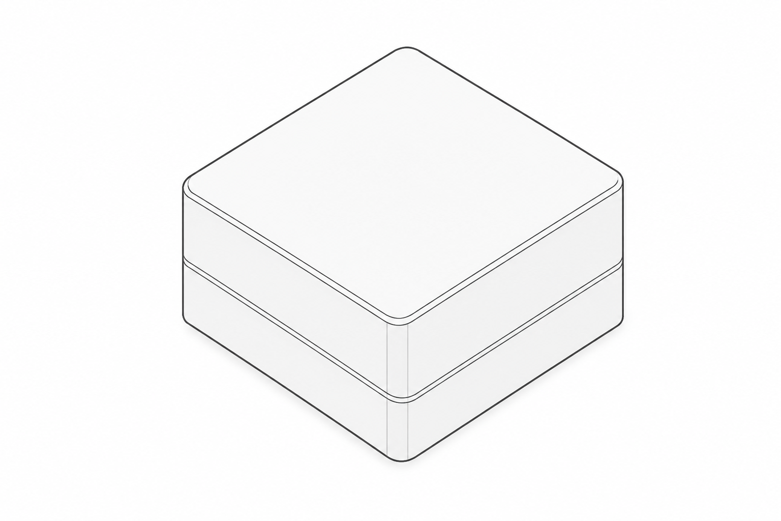 Neutrale isometrische Beispielzeichnung eines möglichen ZisternBuddy Gehäuses ohne festgelegte Anschlüsse oder finales Produktdesign
